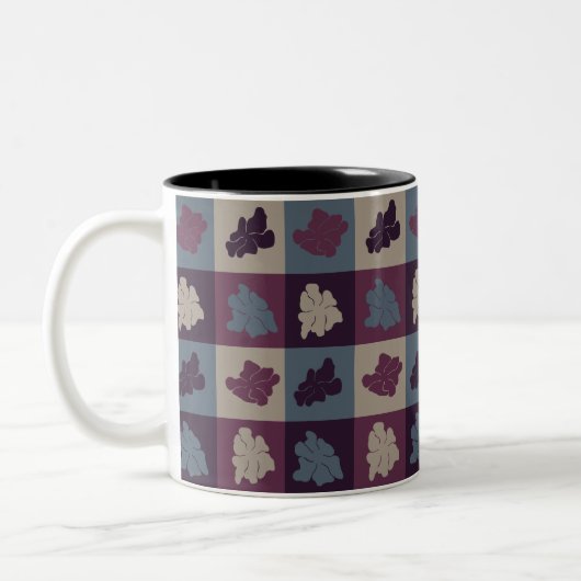Tasse 2 Couleurs Fleurs Rétro Ondulées - Tons Calmes (Gauche)