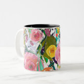 Tasse 2 Couleurs Fleurs romantiques d'aquarelle de jardin (Devant gauche)