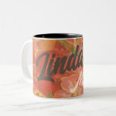 Tasse 2 Couleurs fleurs roses costumisables (Devant gauche)