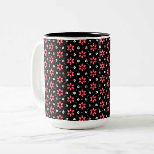 Tasse 2 Couleurs Fleurs rouges (Devant gauche)