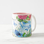 Tasse 2 Couleurs Fleurs sauvages à l'aquarelle florale d'Hydrangée  (Devant droit)