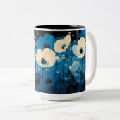 Tasse 2 Couleurs Fleurs sauvages bleu et blanc (Devant droit)