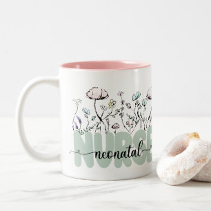 Tasse 2 Couleurs Fleurs sauvages botaniques à l'aquarelle Infirmièr