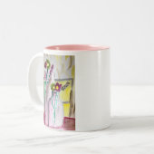 Tasse 2 Couleurs Fleurs sauvages dans un vase art abstrait (Devant gauche)