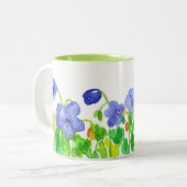Tasse 2 Couleurs Fleurs sauvages d'aquarelle pourpre Cranesbill (Devant gauche)