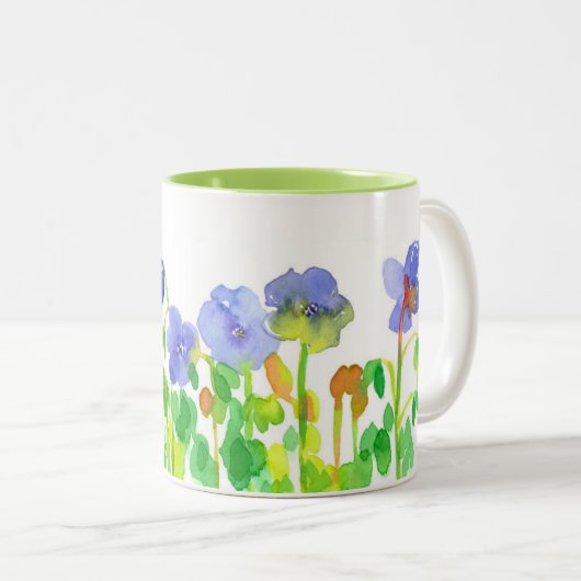 Tasse 2 Couleurs Fleurs sauvages d'aquarelle pourpre Cranesbill (Devant droit)