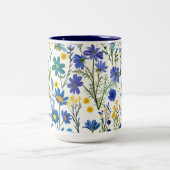 Tasse 2 Couleurs Fleurs sauvages de Jardin Bleu Rustique (Centre)