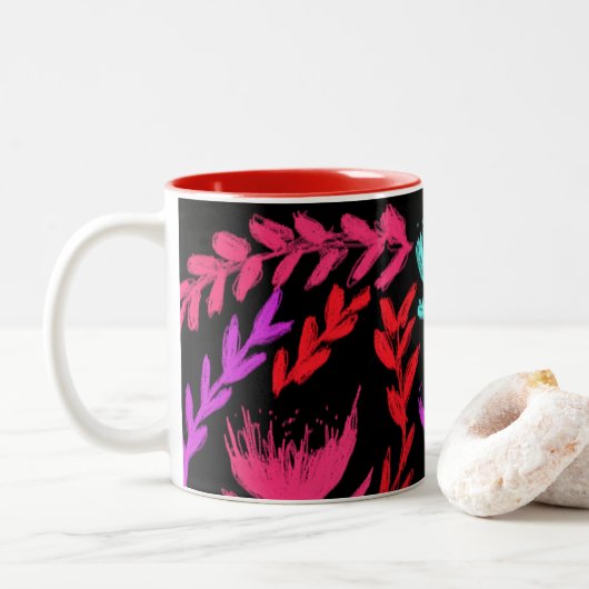 Tasse 2 Couleurs Fleurs sauvages en couleurs que POP! (Avec donut)
