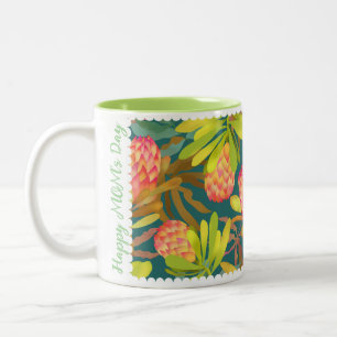 Tasse 2 Couleurs Fleurs sauvages Protea Green