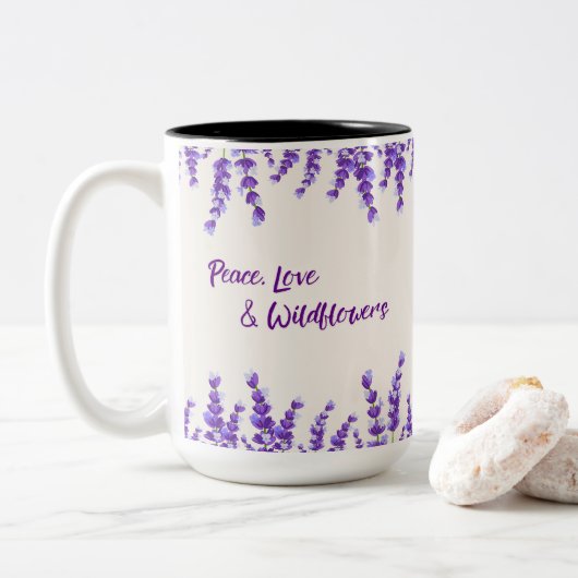 Tasse 2 Couleurs Fleurs sauvages Violet Lavender (Avec donut)
