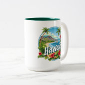 Tasse 2 Couleurs Fleurs tropicales Hawaii Beach Mountains Travel Ar (Devant droit)