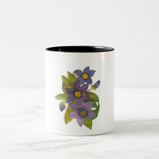 Tasse 2 Couleurs fleurs violettes (Centre)