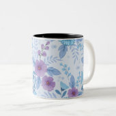 Tasse 2 Couleurs Fleurs violettes et bleues (Devant droit)