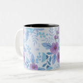 Tasse 2 Couleurs Fleurs violettes et bleues (Devant gauche)