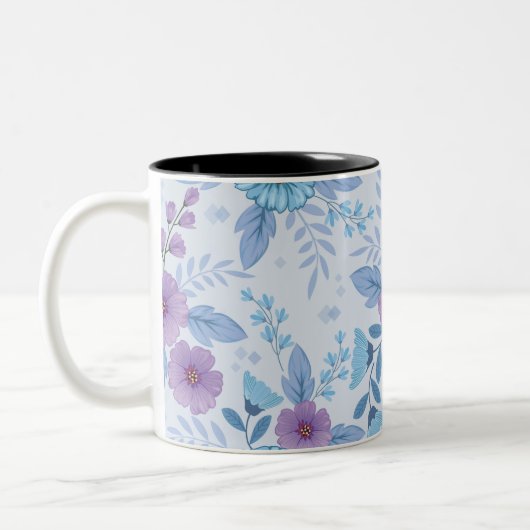 Tasse 2 Couleurs Fleurs violettes et bleues (Gauche)