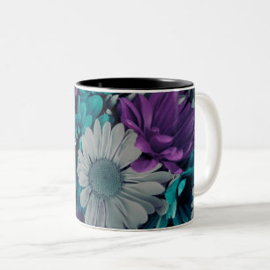 Tasse 2 Couleurs Fleurs violettes et bleues