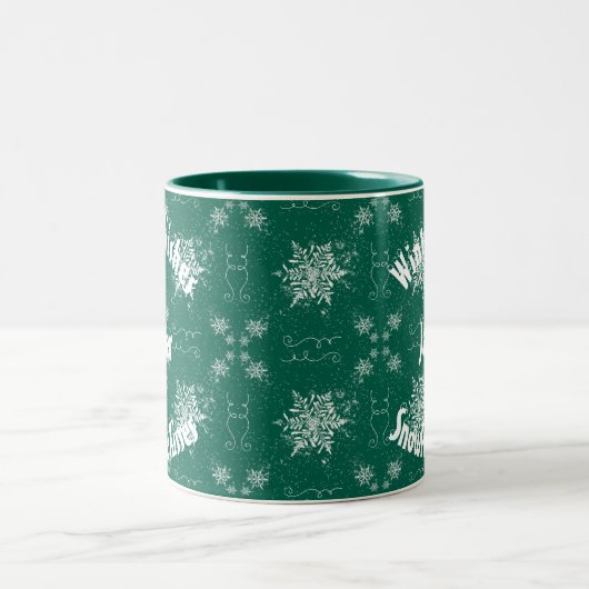 Tasse 2 Couleurs Flocon blanc sur Emerald Green (Centre)