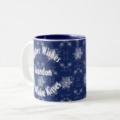 Tasse 2 Couleurs Flocon de neige blanc sur Musique Bleue Traditionn (Devant gauche)