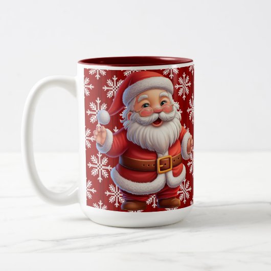 Tasse 2 Couleurs Flocons de neige du Père Noël  (Gauche)