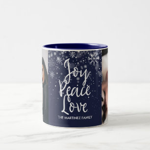 Tasse 2 Couleurs Flocons de neige modernes Photo et nom de vacances