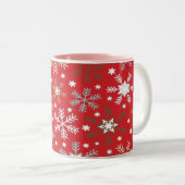 Tasse 2 Couleurs Flocons Rouges  (Devant droit)