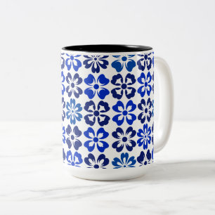 Tasse 2 Couleurs Floral bleu motif