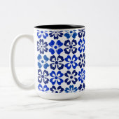 Tasse 2 Couleurs Floral bleu motif (Gauche)