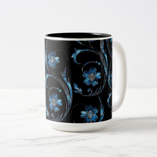 Tasse 2 Couleurs Floral bleu Shimmer 2 (Devant droit)