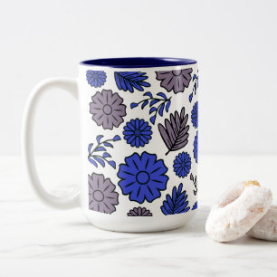 Tasse 2 Couleurs Floral Brown et bleu