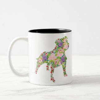 Tasse 2 Couleurs Floral de Staffordshire Bull Terrier