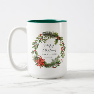 Tasse 2 Couleurs Floral Famille Noël Berries rouges