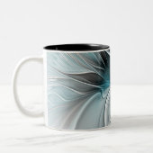 Tasse 2 Couleurs Floral Fractal Moderne Fleur Abstrait gris bleu (Gauche)