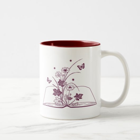 Tasse 2 Couleurs Floral Livre Fleur esthétique (Droit)