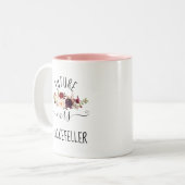 Tasse 2 Couleurs Floral Marsala future mariée Fiançailles cadeau (Devant gauche)