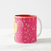 Tasse 2 Couleurs Floral rose ; Coccinelle (Devant droit)