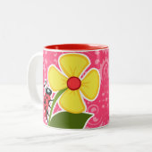 Tasse 2 Couleurs Floral rose ; Coccinelle (Devant gauche)