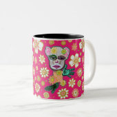 Tasse 2 Couleurs Floral rose vif par Natalie Schorr (Devant droit)