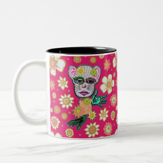 Tasse 2 Couleurs Floral rose vif par Natalie Schorr (Gauche)