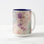 Tasse 2 Couleurs Floral violet turquoise (Devant droit)
