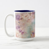 Tasse 2 Couleurs Floral violet turquoise (Gauche)