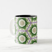 Tasse 2 Couleurs Floral violet vert géométrique (Devant gauche)