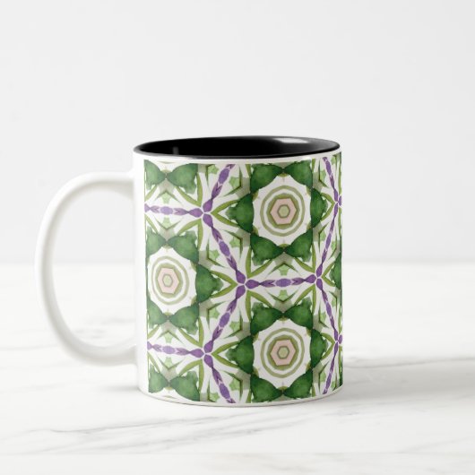 Tasse 2 Couleurs Floral violet vert géométrique (Gauche)