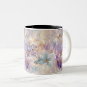 Tasse 2 Couleurs Flore bleu violet d'or blanc (Devant droit)