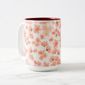 Tasse 2 Couleurs Flore de pêche à l'aquarelle (Devant gauche)