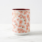 Tasse 2 Couleurs Flore de pêche à l'aquarelle (Centre)