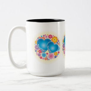 Tasse 2 Couleurs Flore du coeur bleu