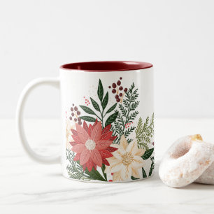 Tasse 2 Couleurs flore festive botanique élégant splendeur de noël
