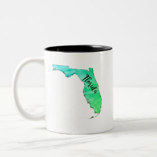 Tasse 2 Couleurs Floride Carte d'état Aquarelle