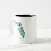 Tasse 2 Couleurs Floride Carte d'état Aquarelle (Devant gauche)