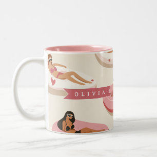 Tasse 2 Couleurs Flotteur de piscine rose mignon personnalisé esthé
